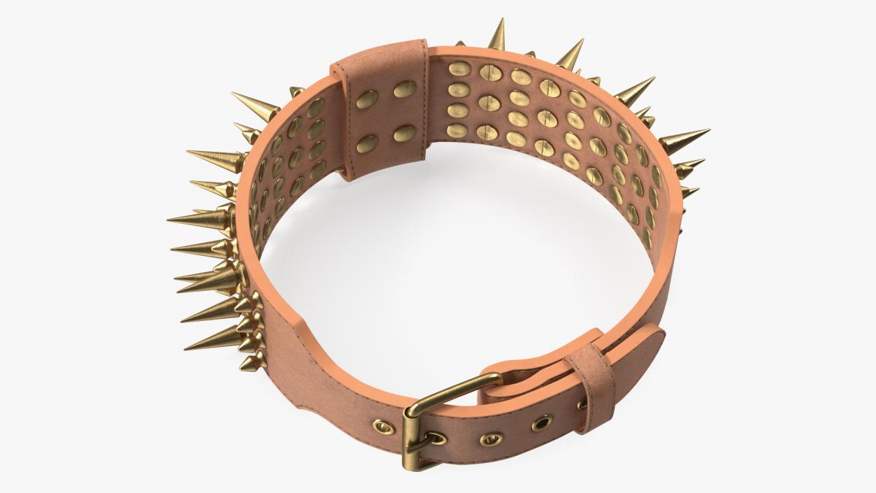 3D Spiked Tough Leather Dog Collar