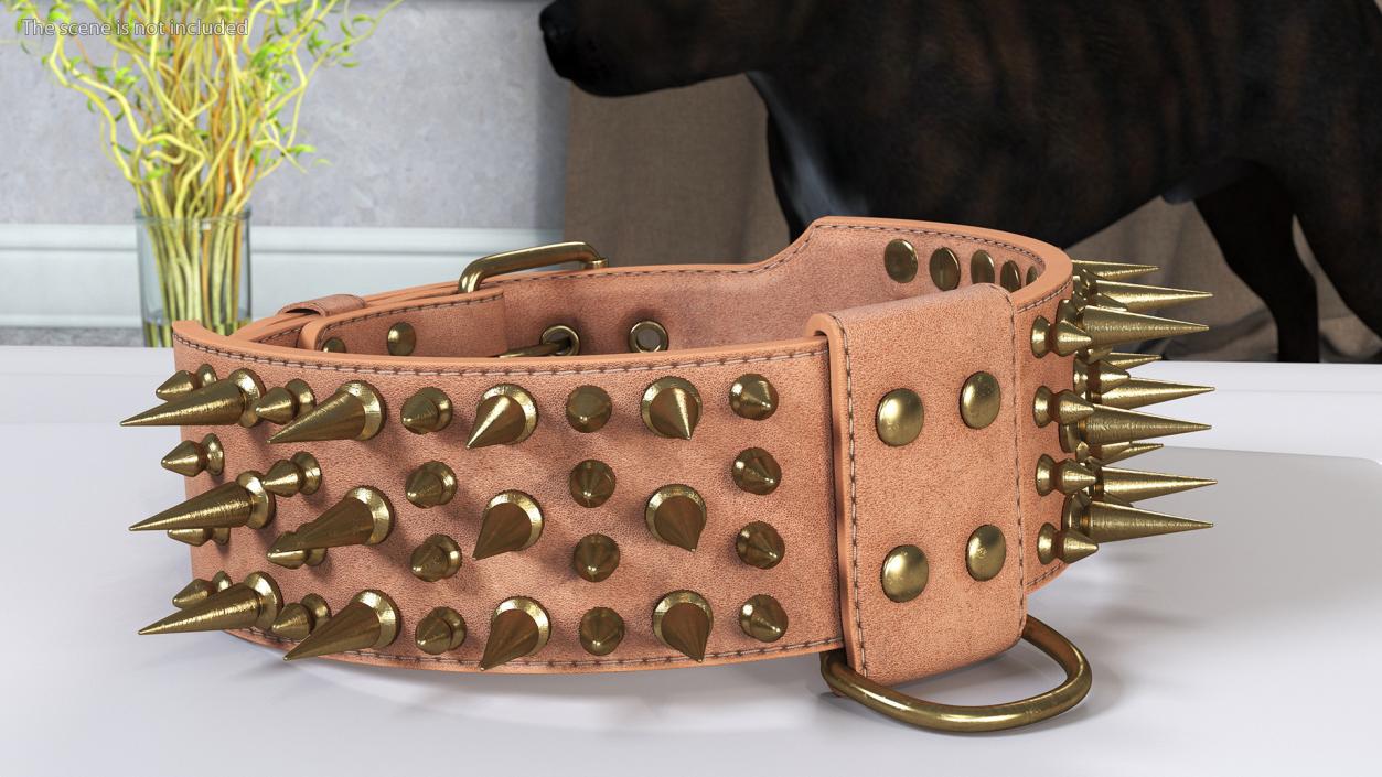 3D Spiked Tough Leather Dog Collar