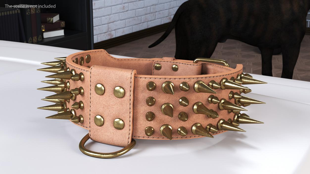 3D Spiked Tough Leather Dog Collar