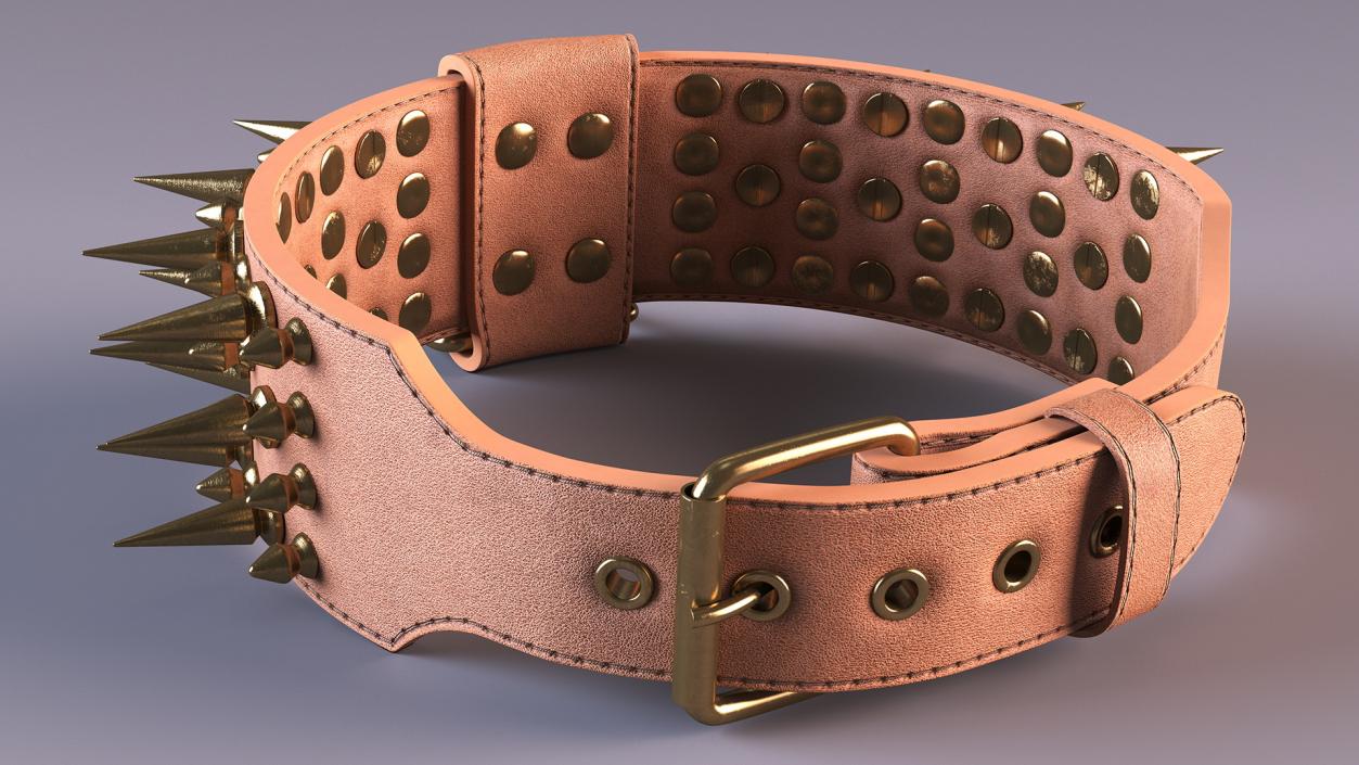 3D Spiked Tough Leather Dog Collar