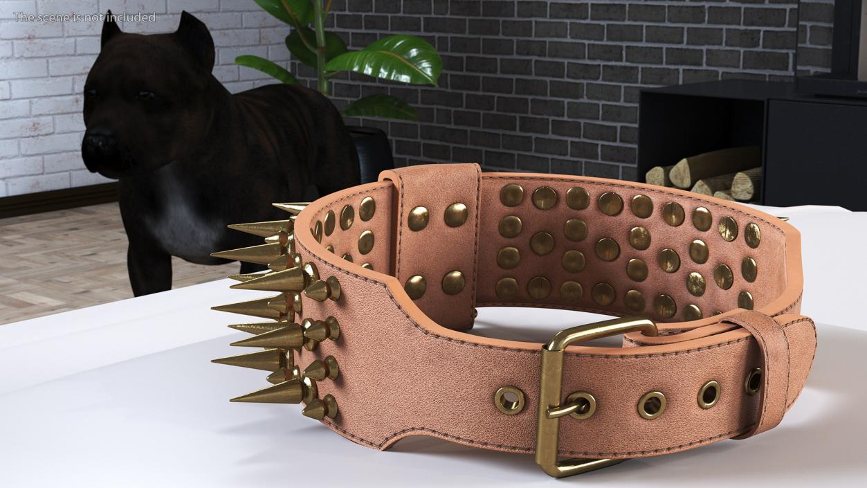 3D Spiked Tough Leather Dog Collar