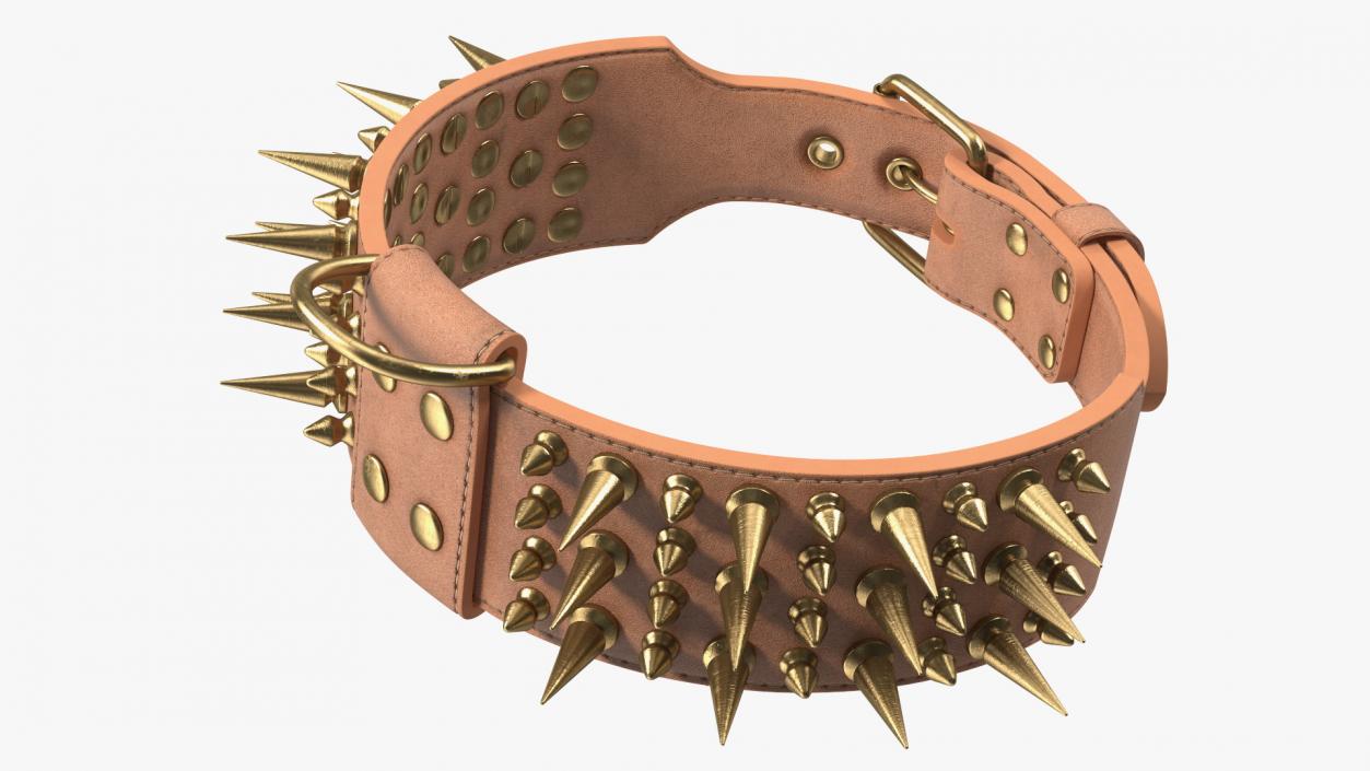 3D Spiked Tough Leather Dog Collar