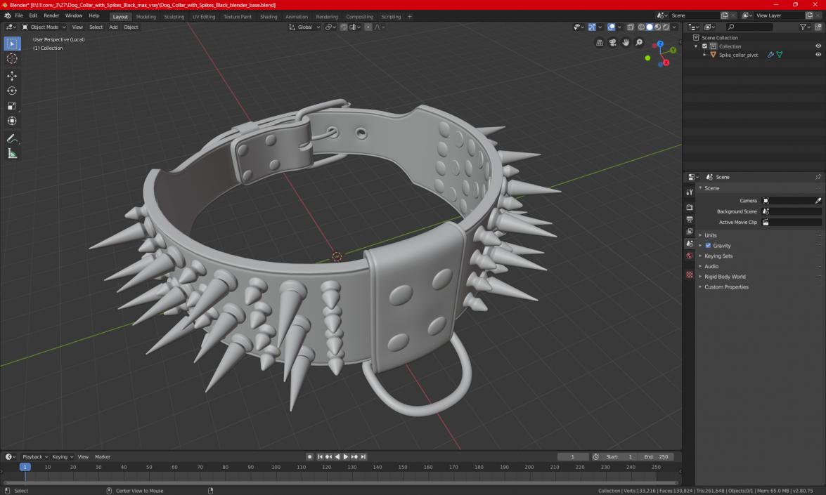 3D Spiked Tough Leather Dog Collar