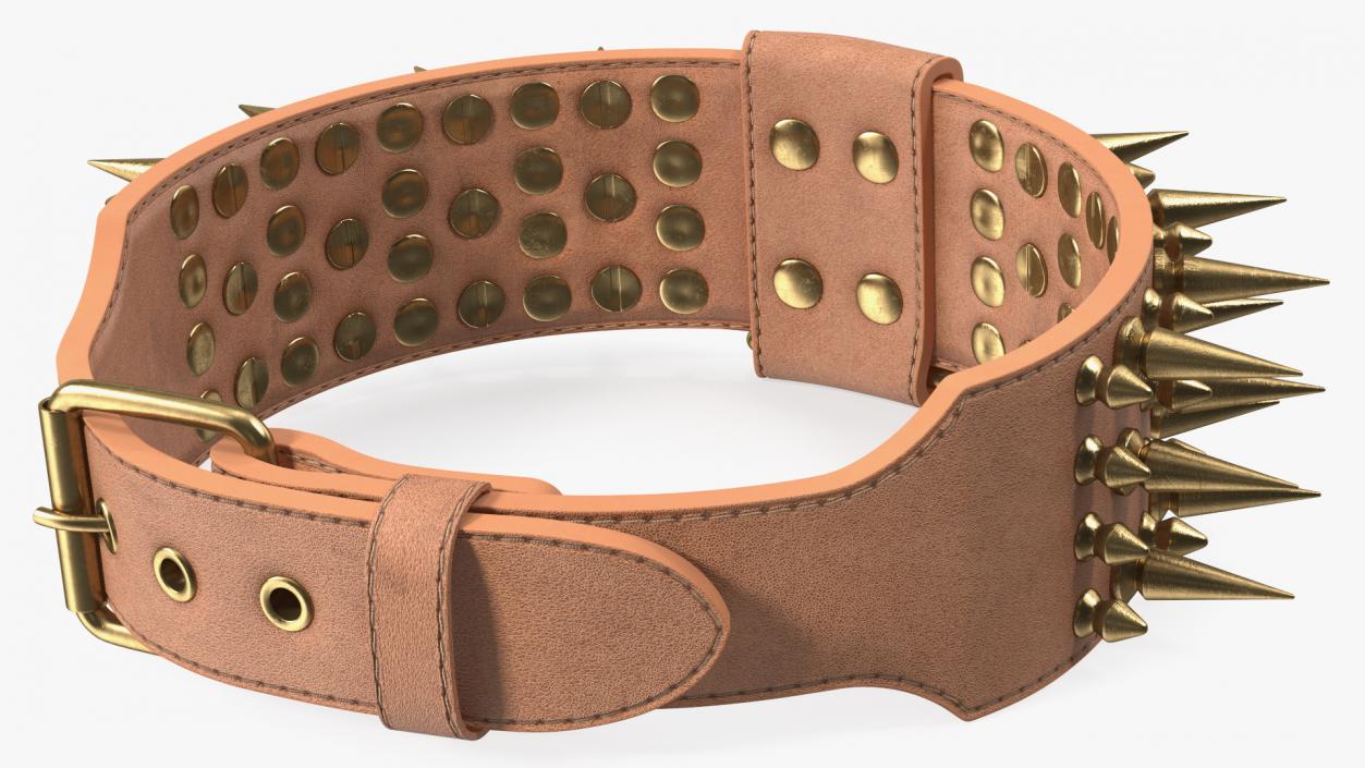 3D Spiked Tough Leather Dog Collar