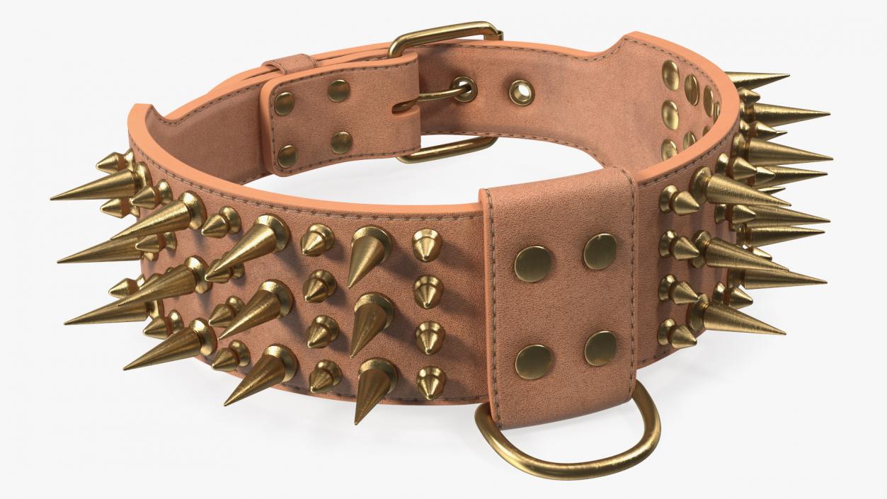 3D Spiked Tough Leather Dog Collar