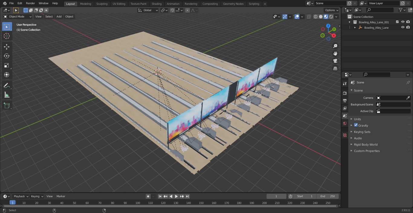 3D Bowling Alley Lane model