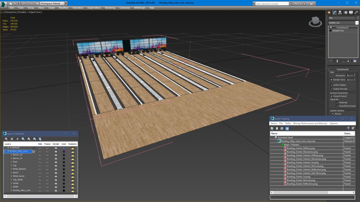 3D Bowling Alley Lane model