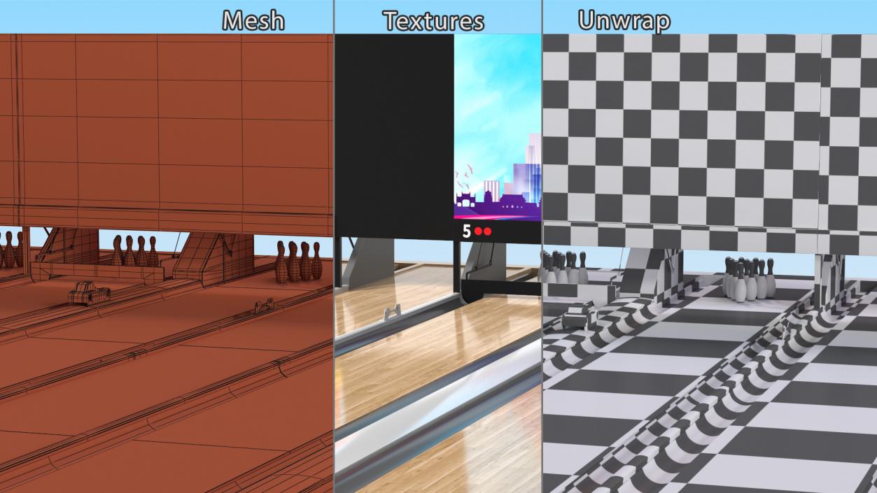 3D Bowling Alley Lane model