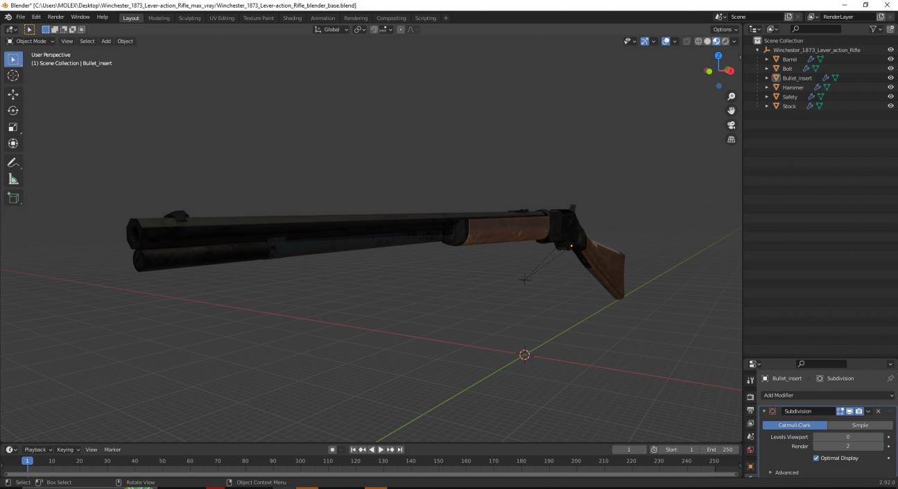 Winchester 1873 Lever-action Rifle 3D model