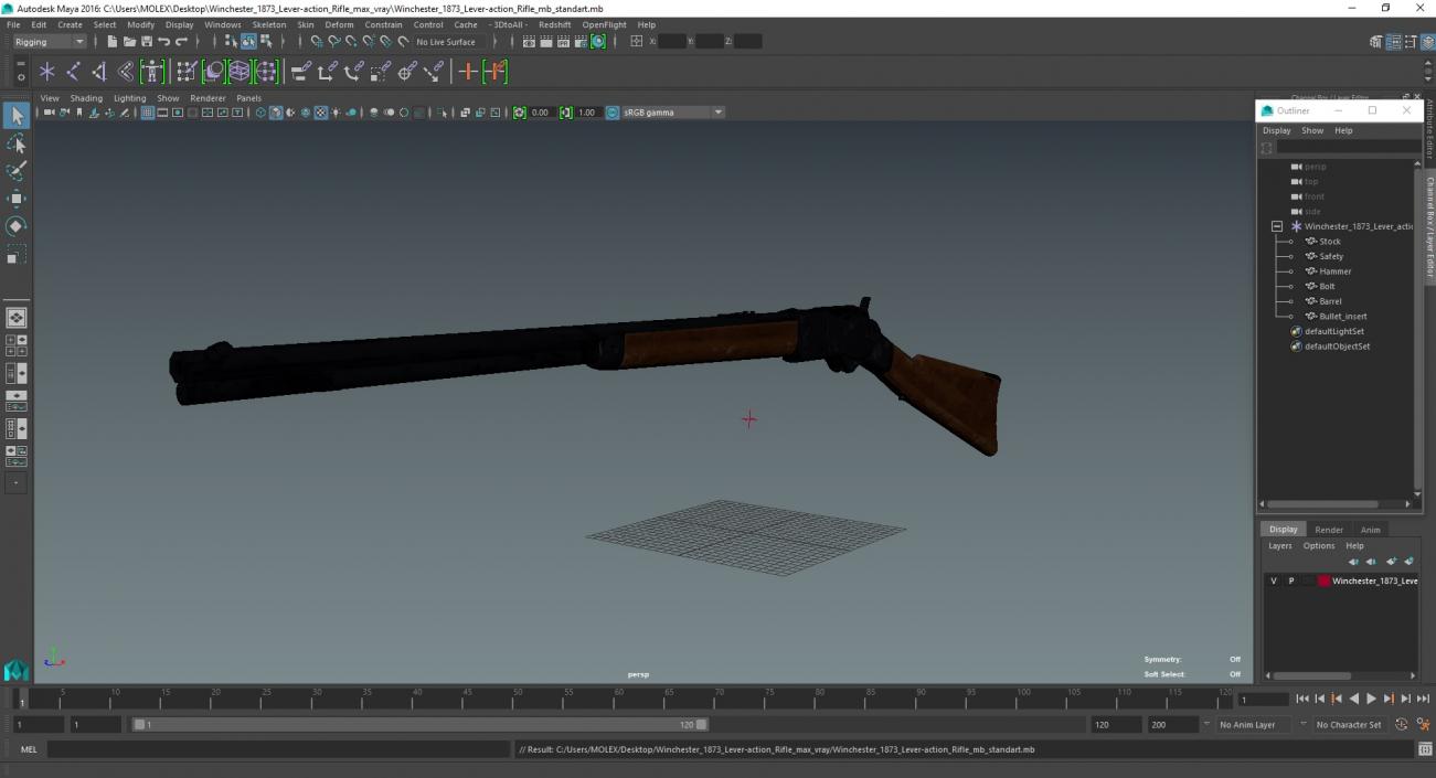 Winchester 1873 Lever-action Rifle 3D model