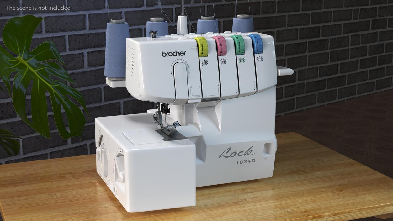 Serger Machine Brother 1034D with Thread Spools 3D