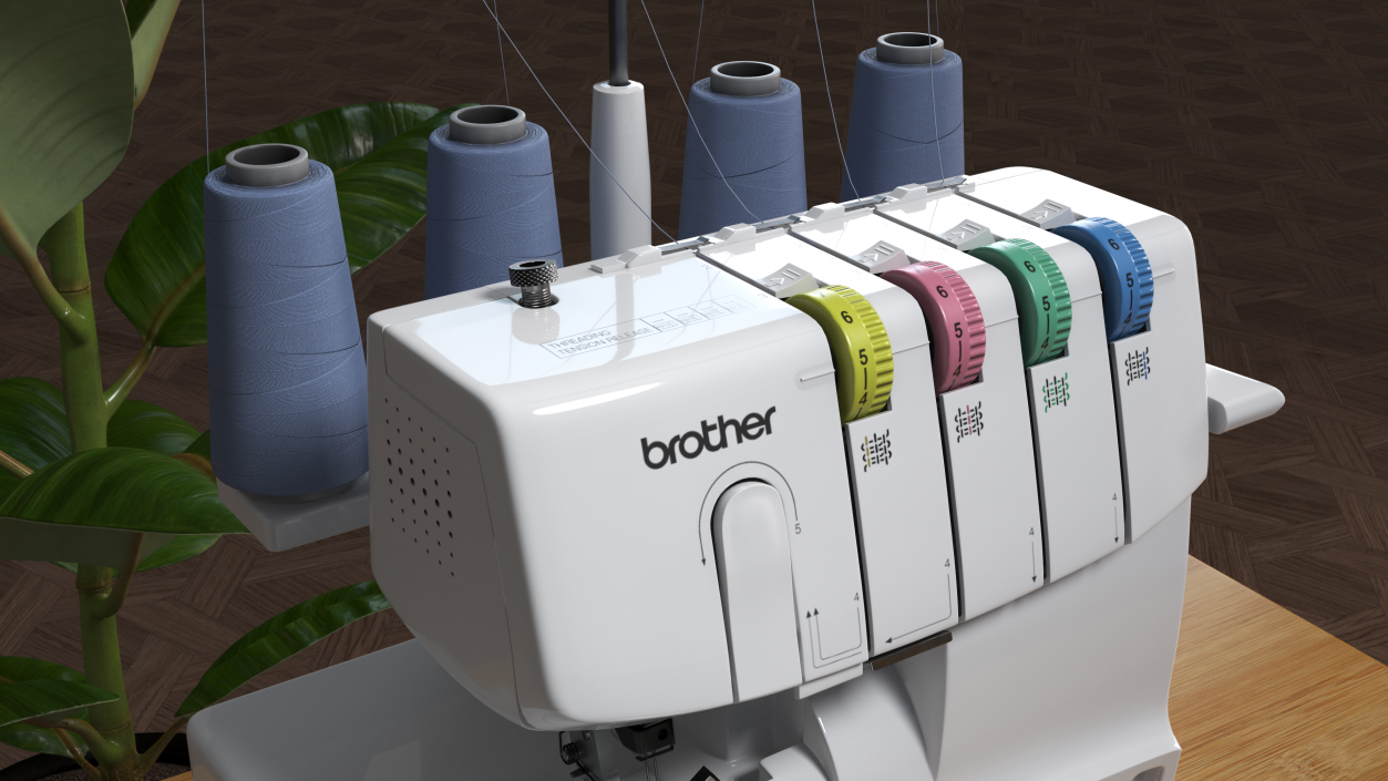 Serger Machine Brother 1034D with Thread Spools 3D