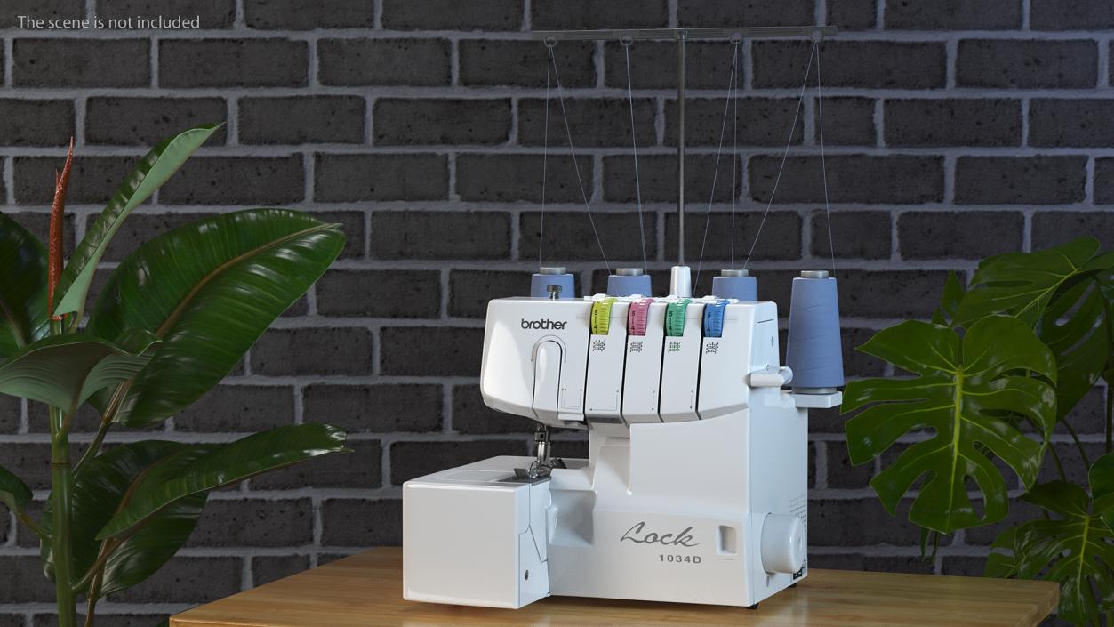 Serger Machine Brother 1034D with Thread Spools 3D