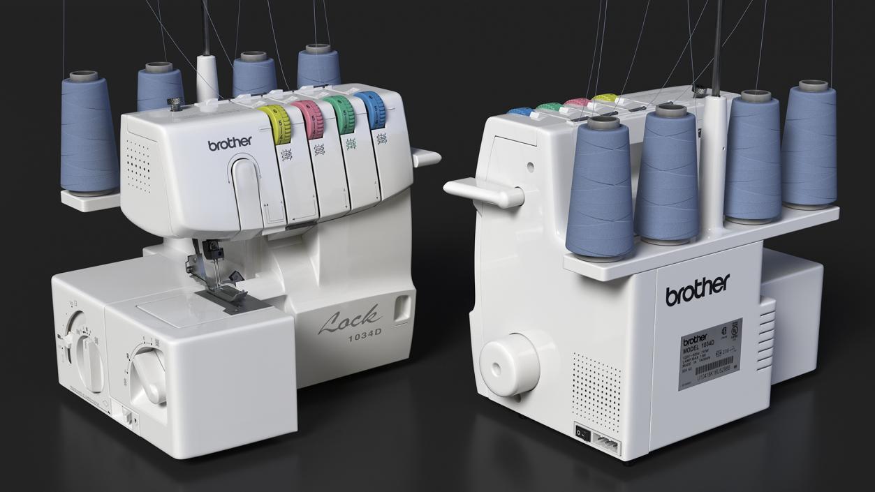 Serger Machine Brother 1034D with Thread Spools 3D