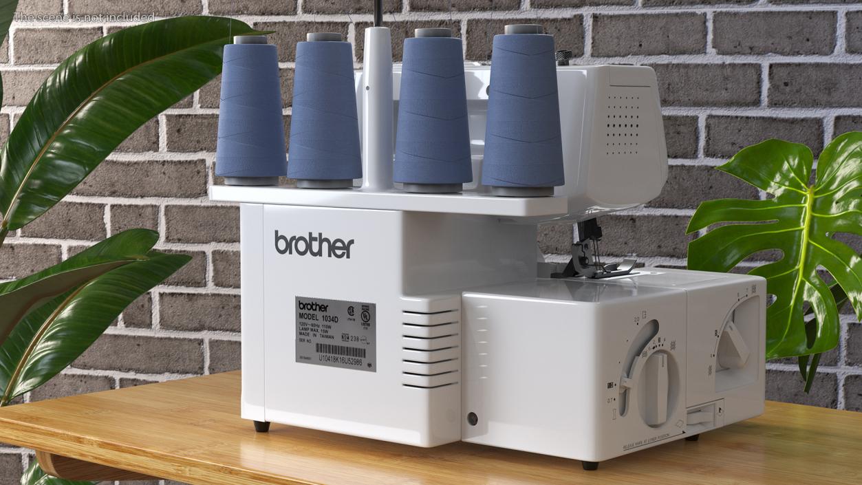 Serger Machine Brother 1034D with Thread Spools 3D