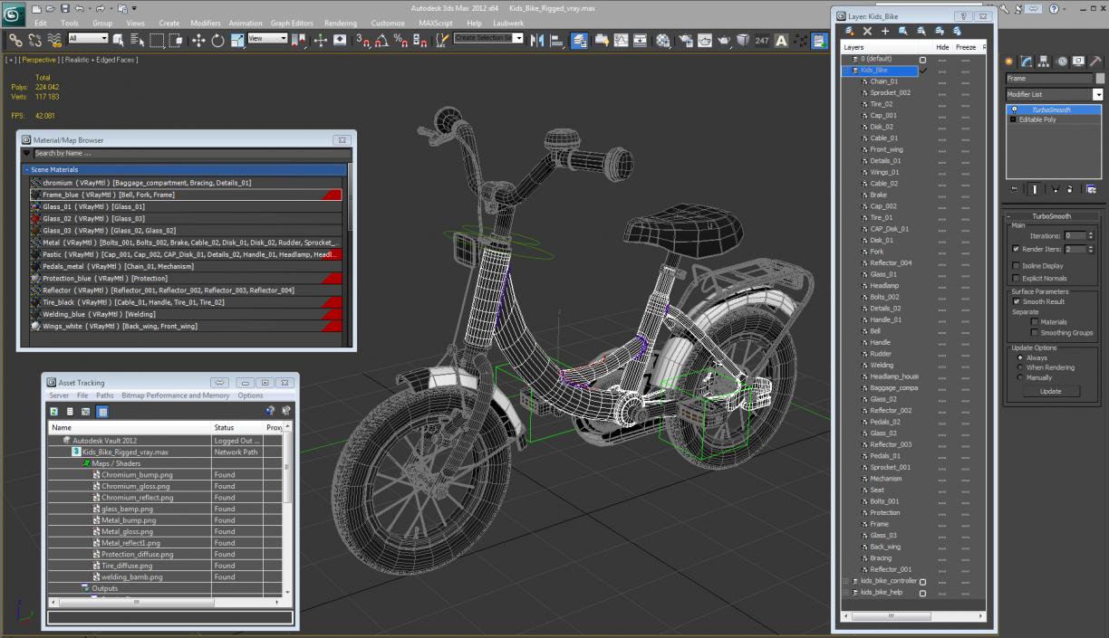 3D Kids Bike Rigged