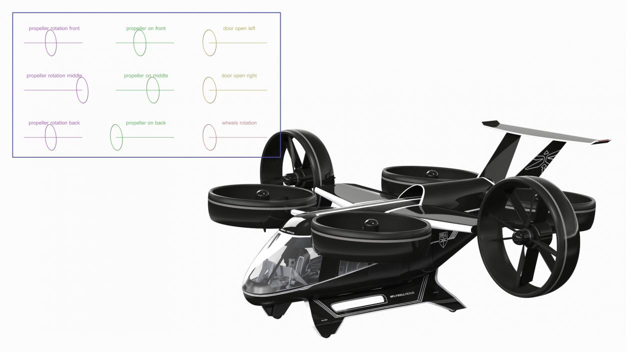 Flying Taxi Bell Nexus Rigged 3D model