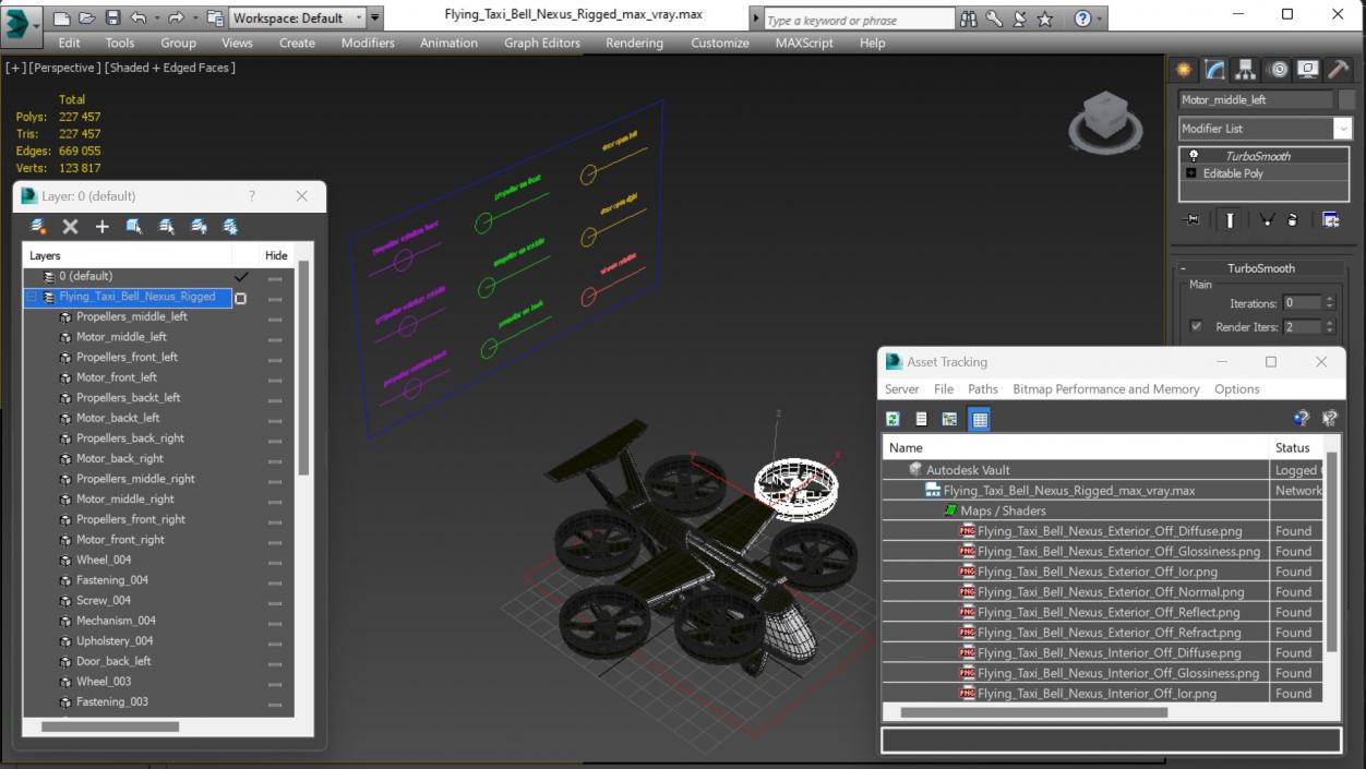 Flying Taxi Bell Nexus Rigged 3D model