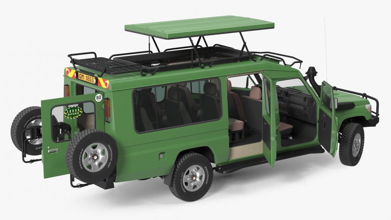 3D model Toyota Land Cruiser Safari Green Clean Rigged