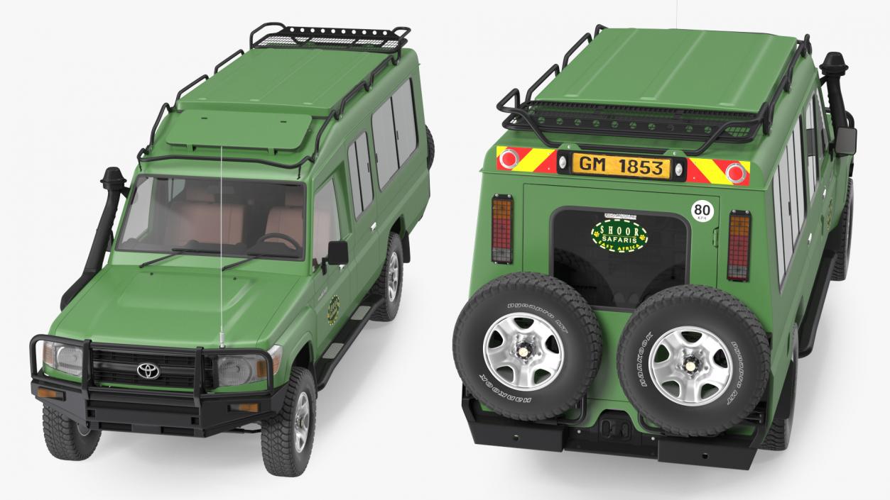 3D model Toyota Land Cruiser Safari Green Clean Rigged