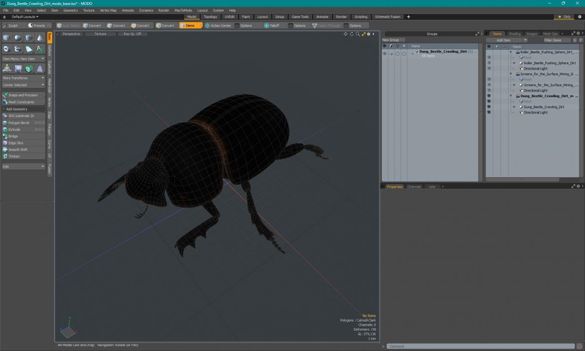 3D model Dung Beetle Crawling Dirt