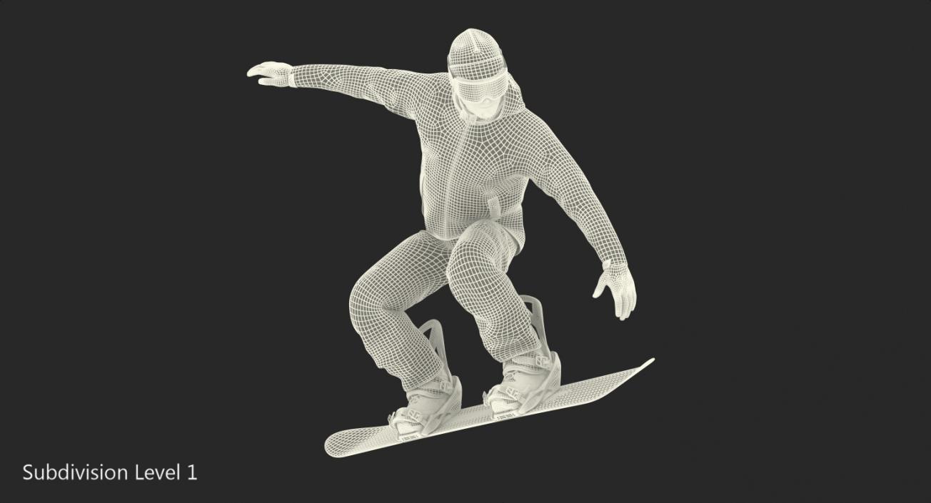 3D model Snowboard Man Rigged