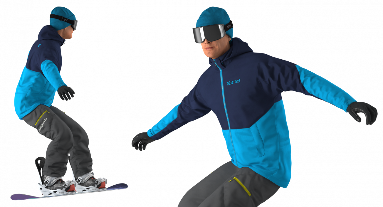 3D model Snowboard Man Rigged