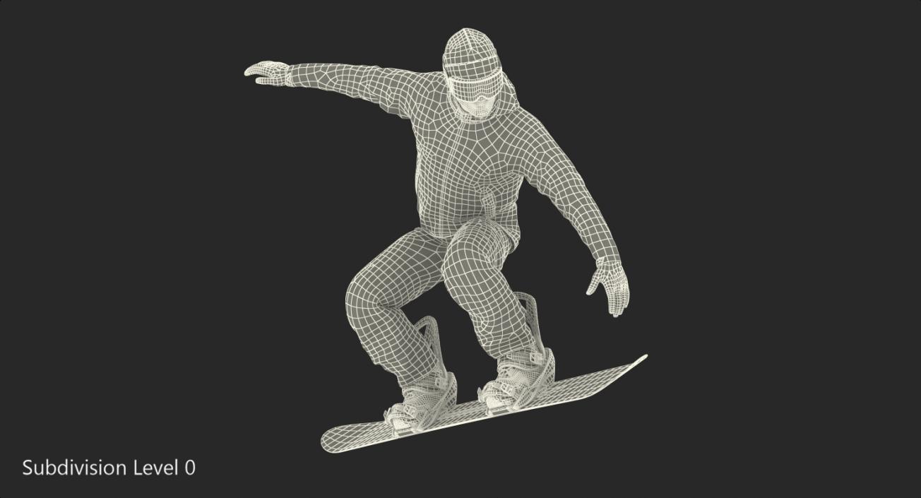 3D model Snowboard Man Rigged