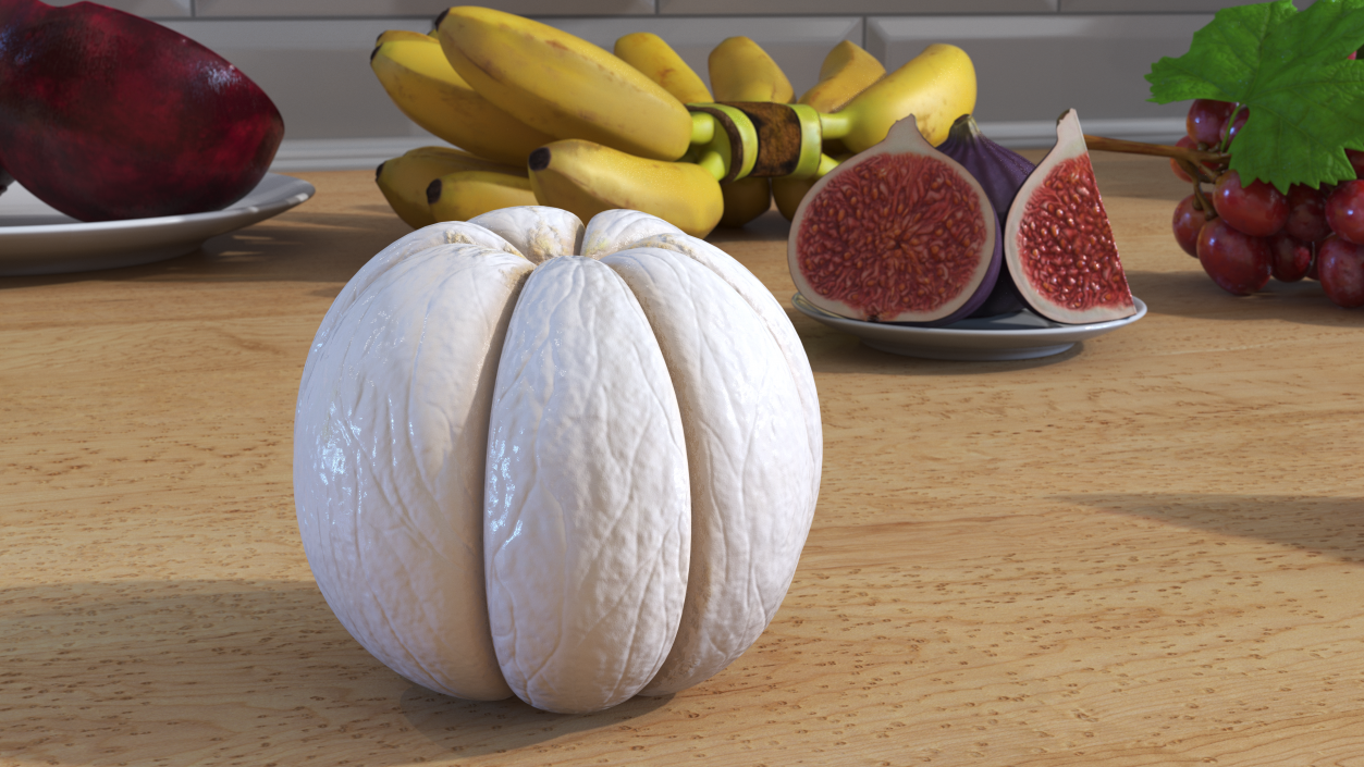 3D Peeled Mangosteen Fruit model