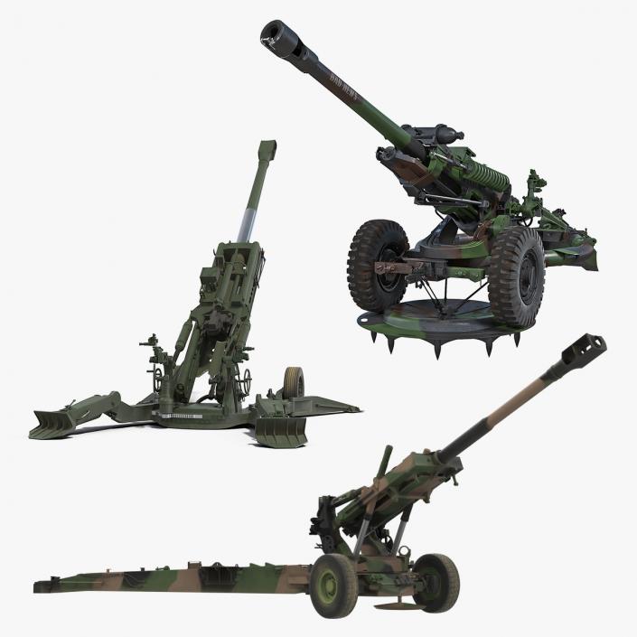 Rigged Howitzers 3D Models Collection 3D