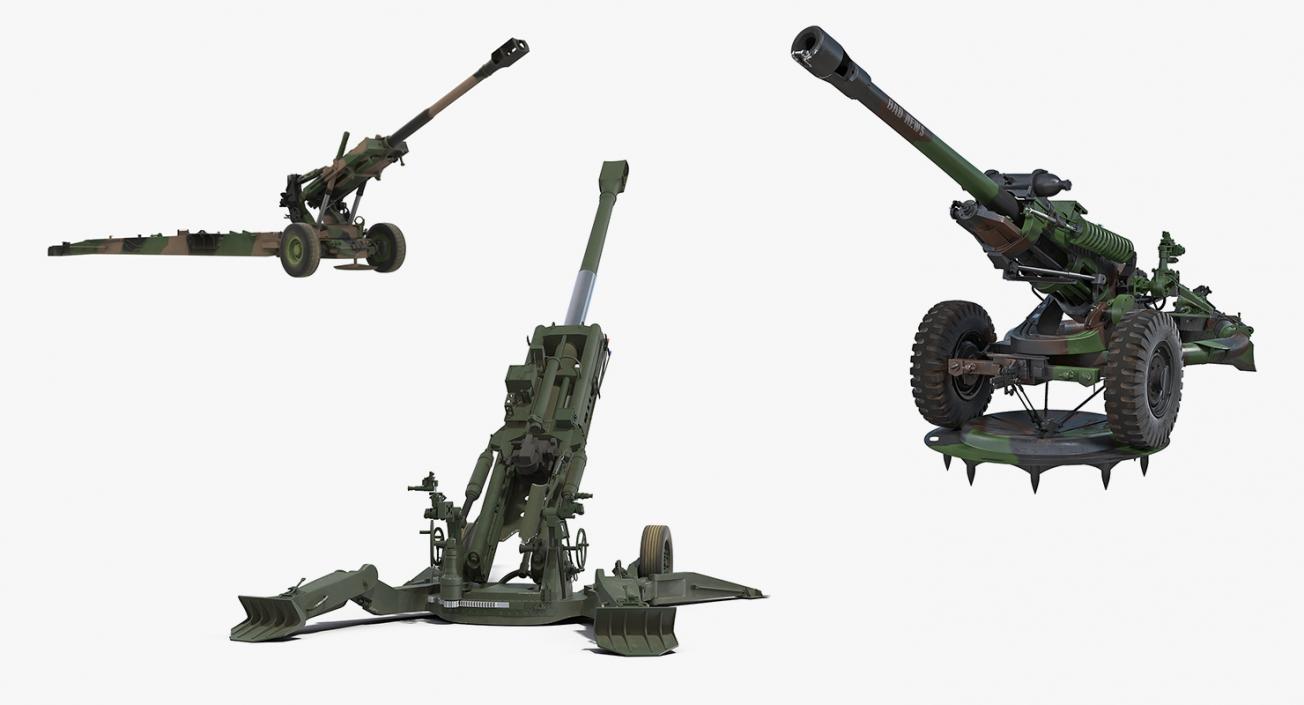 Rigged Howitzers 3D Models Collection 3D