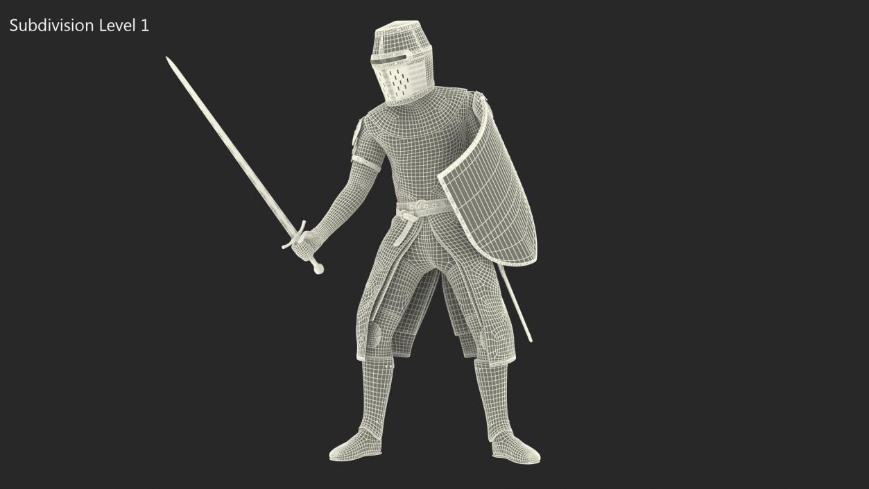 3D model Crusader Knight Templar Attack Pose