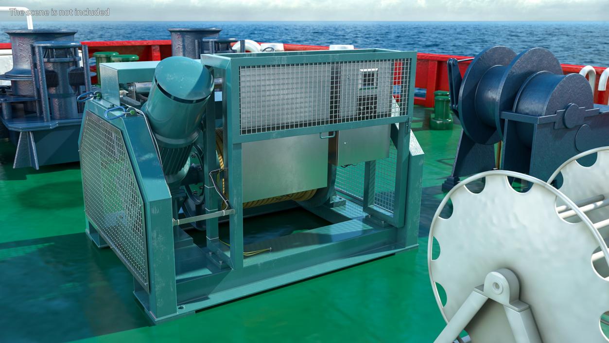 Marine Mooring Winch Rigged 3D