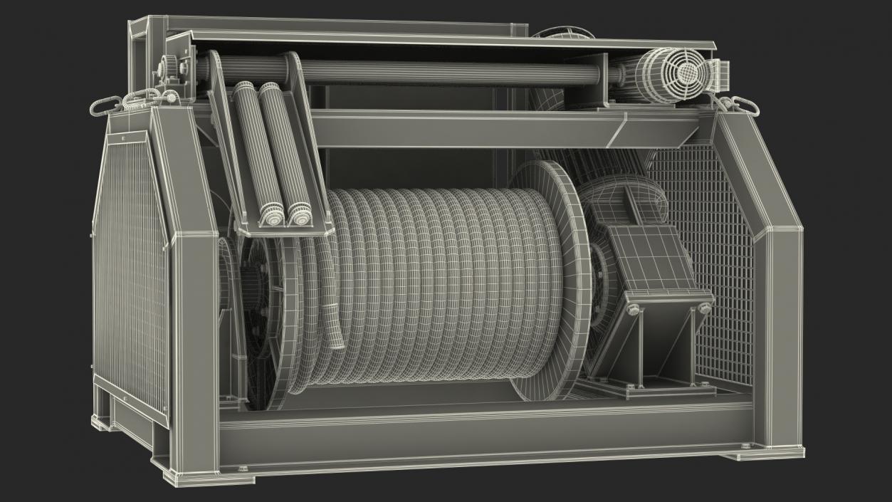 Marine Mooring Winch Rigged 3D