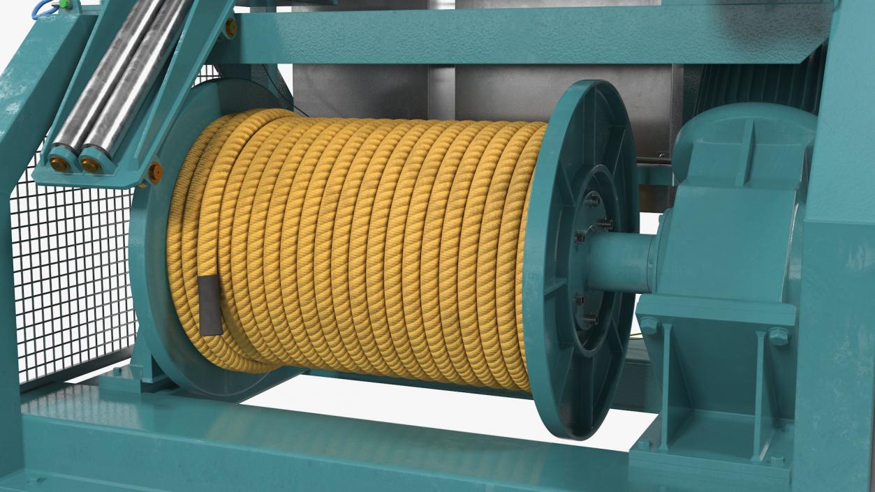 Marine Mooring Winch Rigged 3D