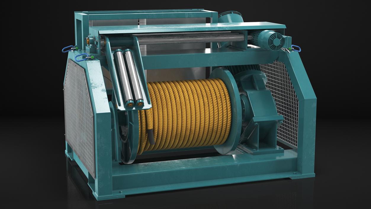 Marine Mooring Winch Rigged 3D