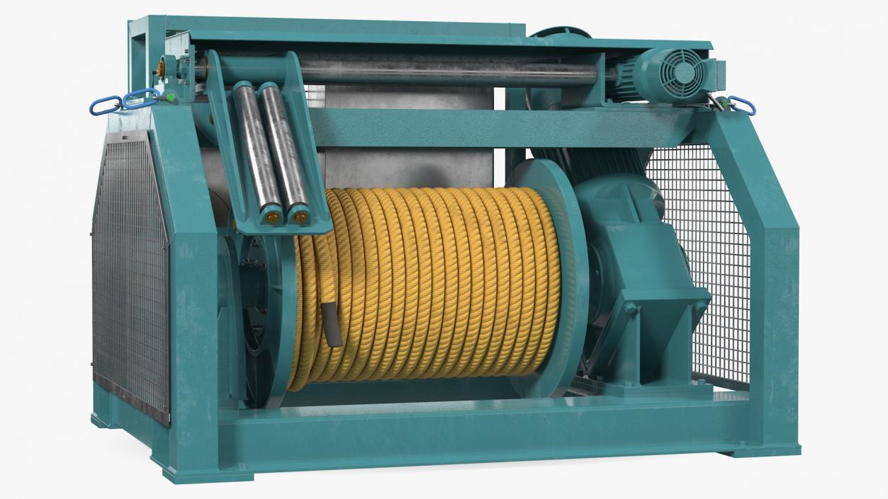 Marine Mooring Winch Rigged 3D