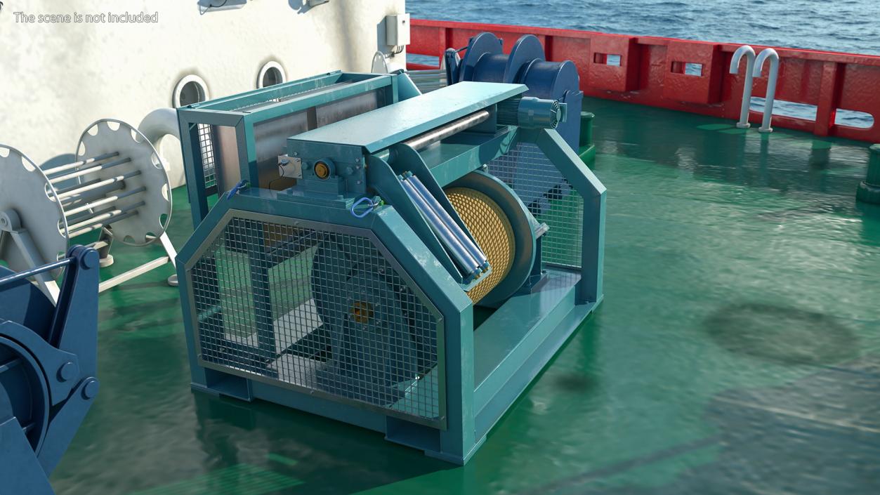 Marine Mooring Winch Rigged 3D