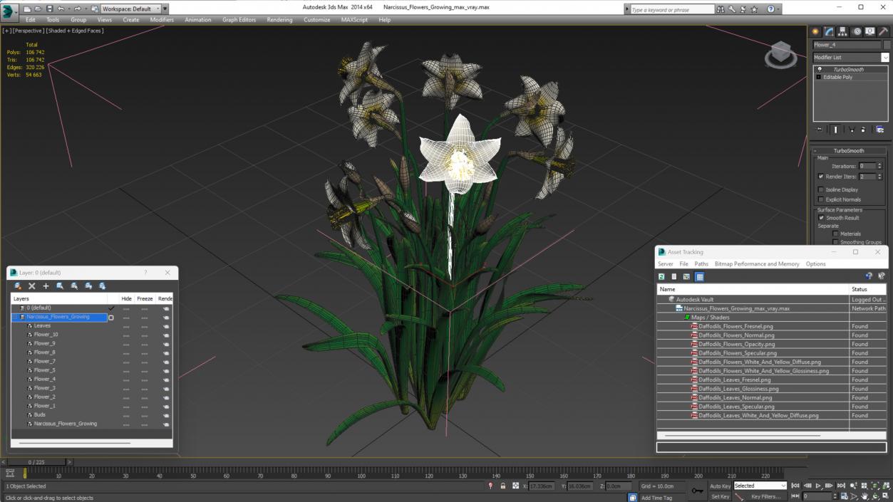 3D model Narcissus Flowers Growing