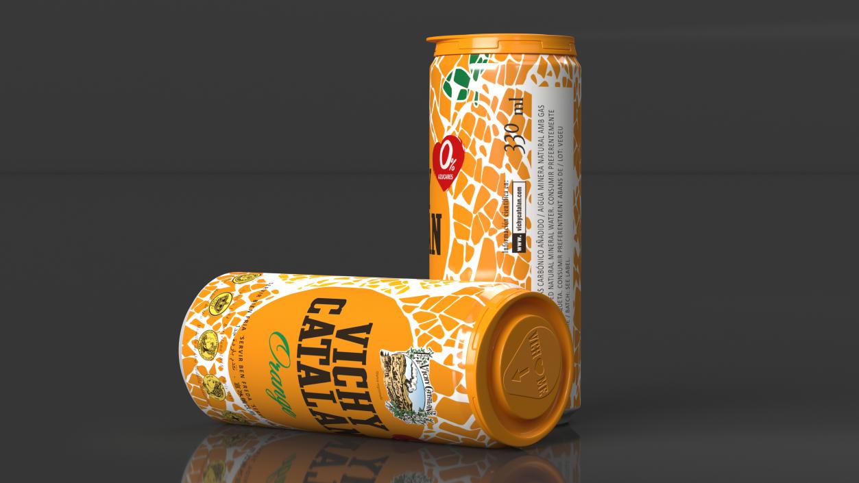 3D Can of Vichy Catalan Water Orange model