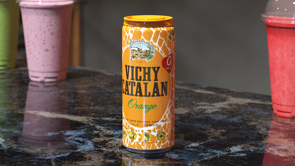 3D Can of Vichy Catalan Water Orange model