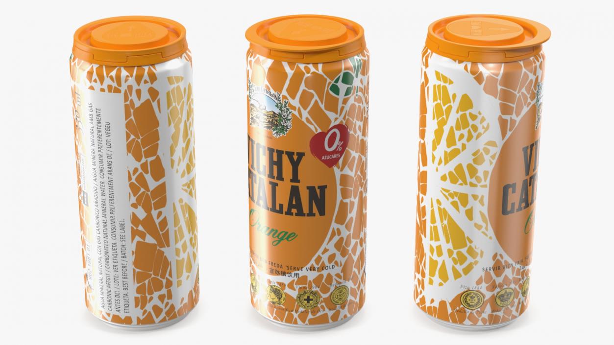 3D Can of Vichy Catalan Water Orange model