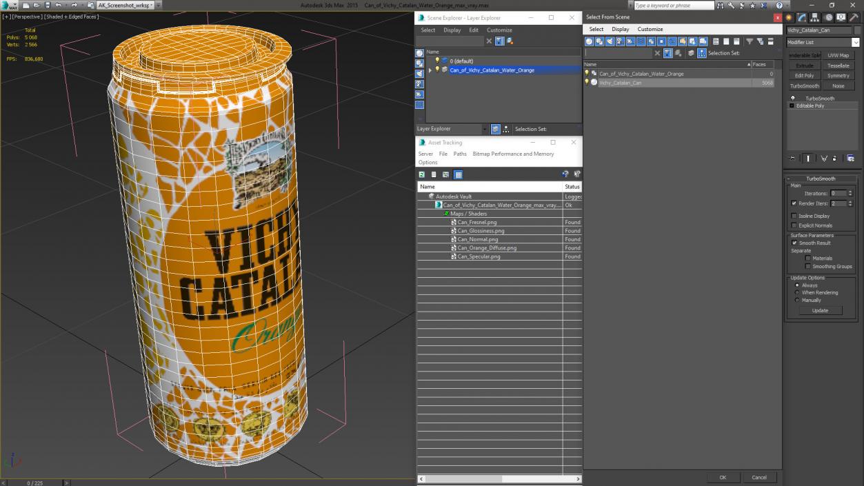 3D Can of Vichy Catalan Water Orange model