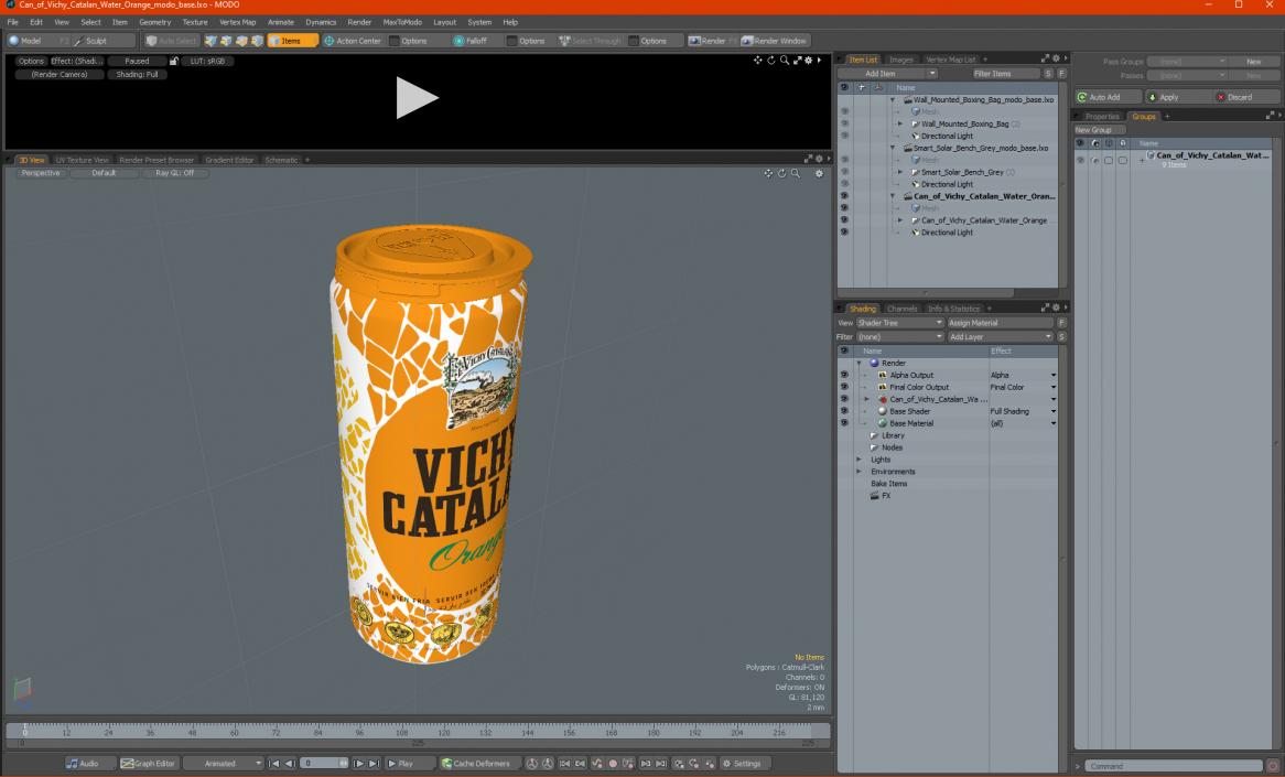 3D Can of Vichy Catalan Water Orange model