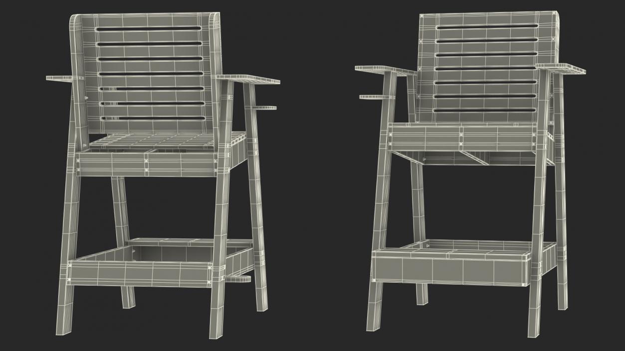 3D Lifeguard Chair 30 inch model