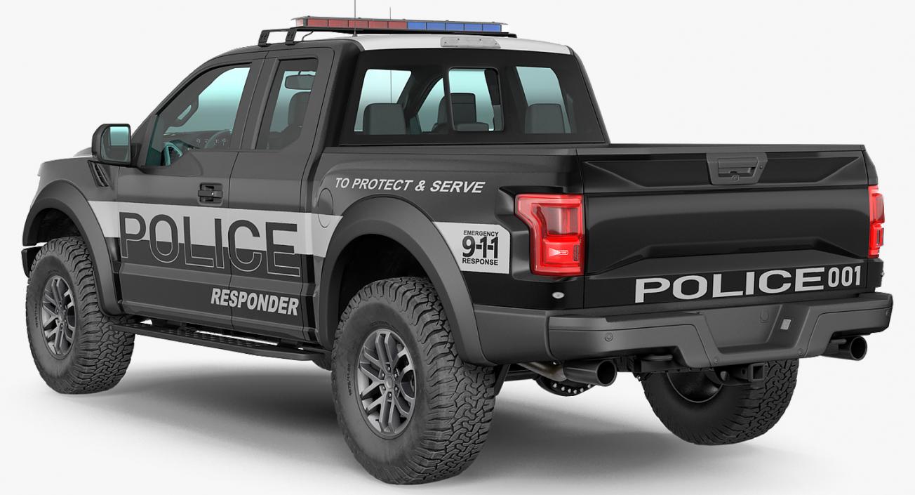 3D Police Pickup Truck Rigged