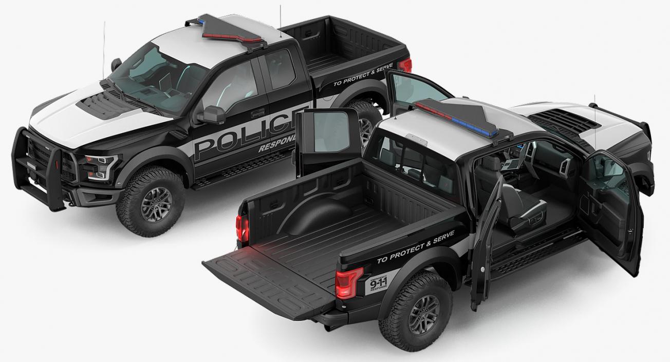 3D Police Pickup Truck Rigged