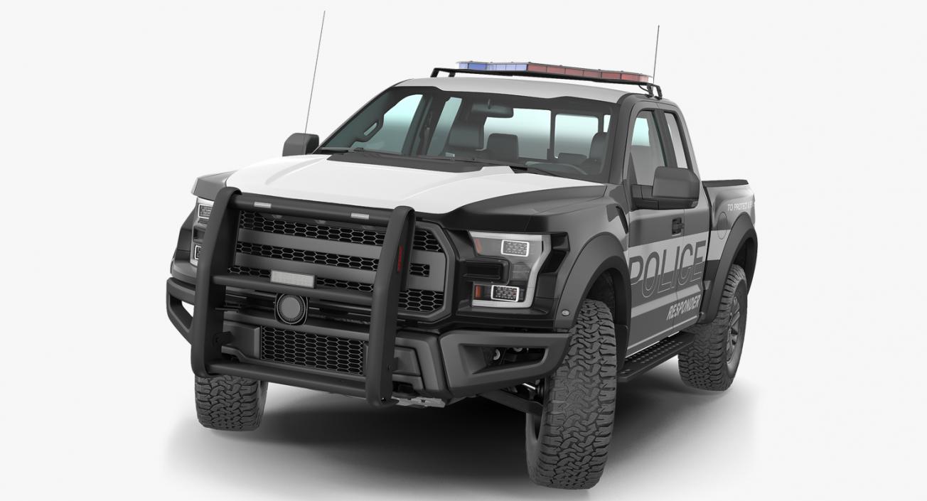 3D Police Pickup Truck Rigged