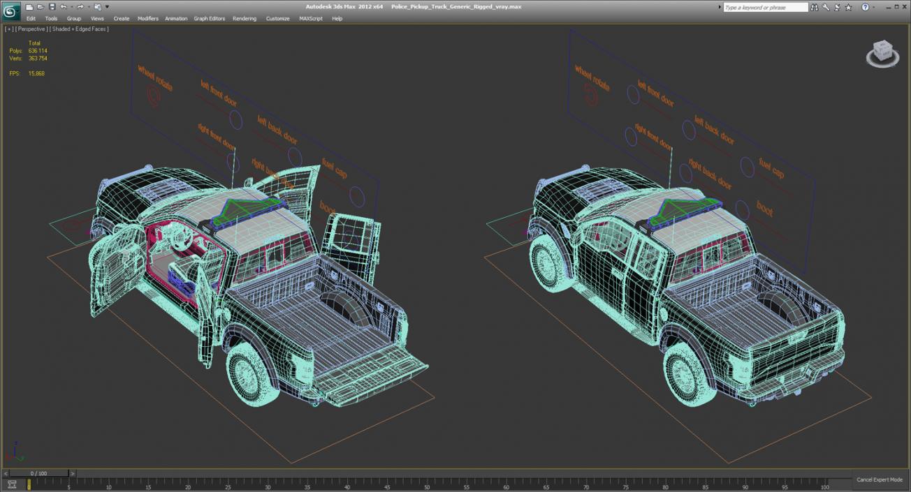 3D Police Pickup Truck Rigged