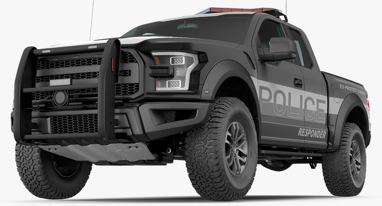 3D Police Pickup Truck Rigged